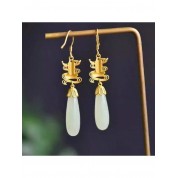 Elegant White Jade Teardrop Earrings