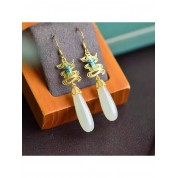 Elegant White Jade Teardrop Earrings