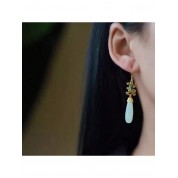 Elegant White Jade Teardrop Earrings