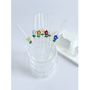 Colorful Floral Glass Straws For All Drinks