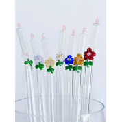 Colorful Floral Glass Straws For All Drinks