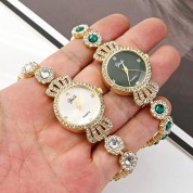 Elegant Jade Agate Beaded Bracelet Watch Set