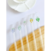 Colorful Grape Pattern Glass Straws