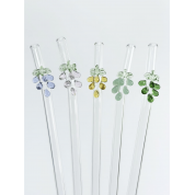 Colorful Grape Pattern Glass Straws