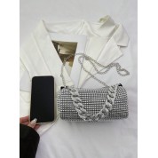 Glamorous Rhinestone Embellished Pvc Square Bag