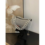 Glamorous Rhinestone Embellished Pvc Square Bag