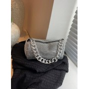 Glamorous Rhinestone Embellished Pvc Square Bag