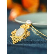 Gold Plated Jade Pendant Necklace Set