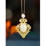 Gold Plated Jade Pendant Necklace Set