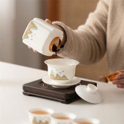 Elegant Sheep Fat Jade Porcelain Tea Canister