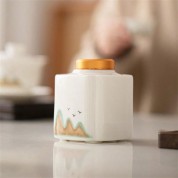 Elegant Sheep Fat Jade Porcelain Tea Canister