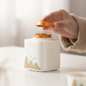 Elegant Sheep Fat Jade Porcelain Tea Canister