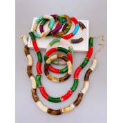 Elegant Acrylic Marbled Necklace & Bracelet Set