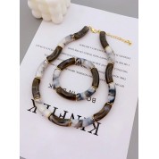 Elegant Acrylic Marbled Necklace & Bracelet Set