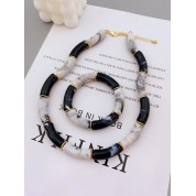 Elegant Acrylic Marbled Necklace & Bracelet Set