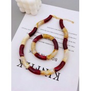 Elegant Acrylic Marbled Necklace & Bracelet Set