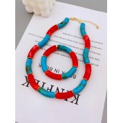 Elegant Acrylic Marbled Necklace & Bracelet Set