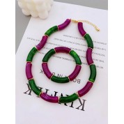 Elegant Acrylic Marbled Necklace & Bracelet Set