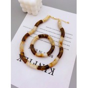 Elegant Acrylic Marbled Necklace & Bracelet Set