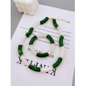 Elegant Acrylic Marbled Necklace & Bracelet Set