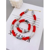 Elegant Acrylic Marbled Necklace & Bracelet Set