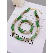 Elegant Acrylic Marbled Necklace & Bracelet Set