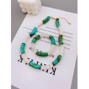 Elegant Acrylic Marbled Necklace & Bracelet Set