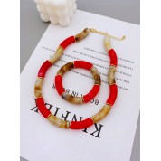 Elegant Acrylic Marbled Necklace & Bracelet Set