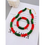 Elegant Acrylic Marbled Necklace & Bracelet Set